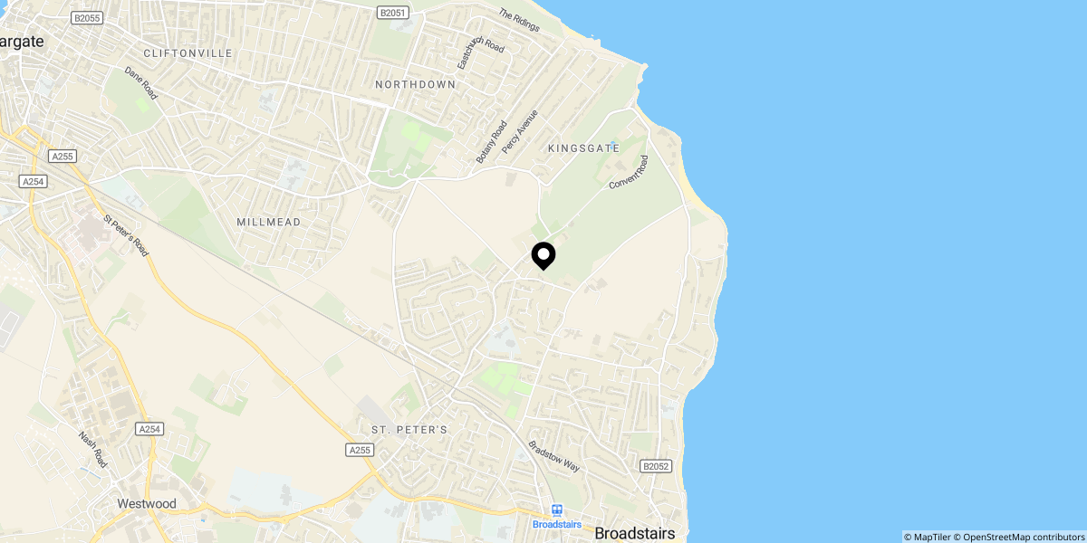 Approximate location of Reading Street, Broadstairs, CT10 3AX
